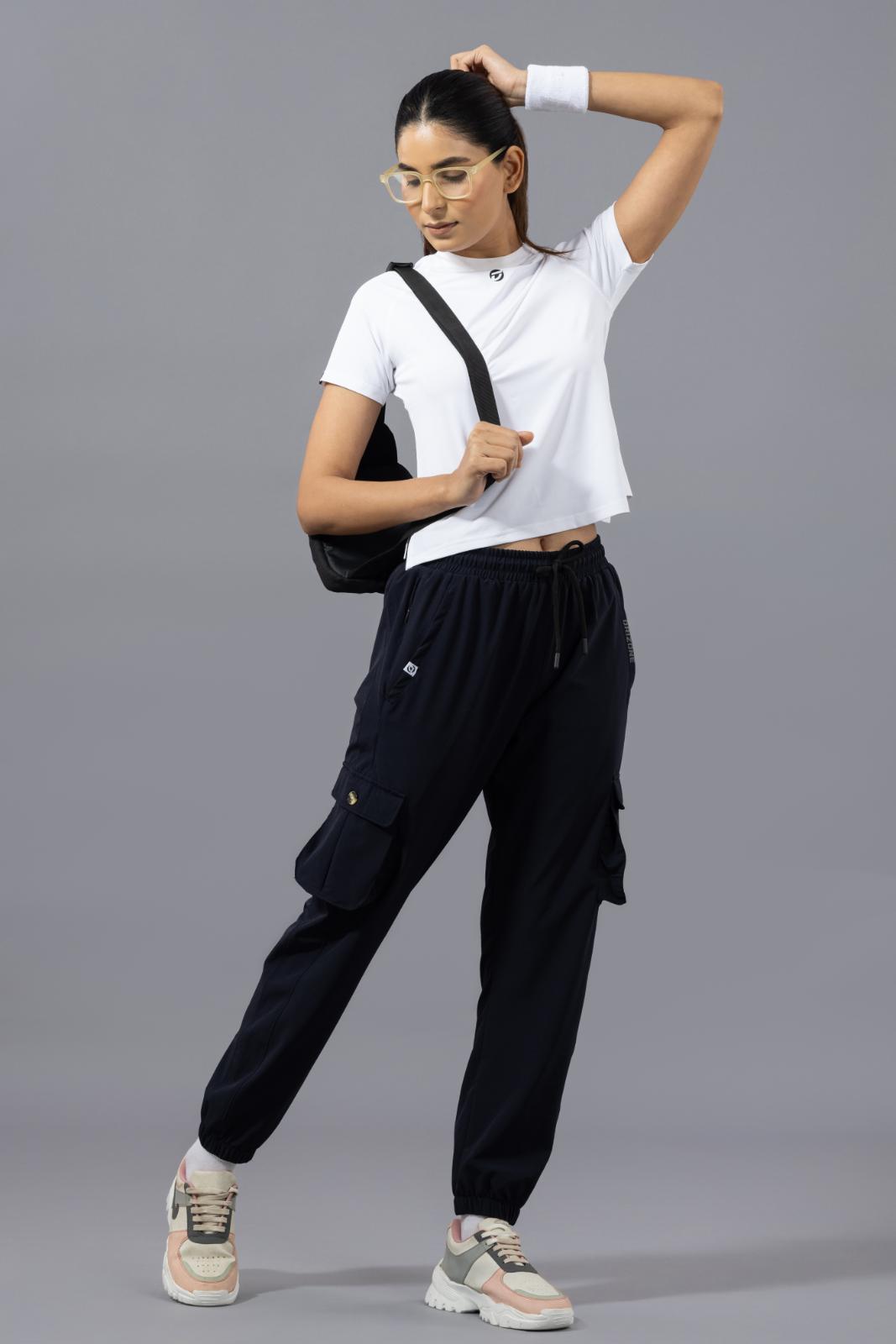 Women's Cargo Jogger – Nylon Terry Stretch Comfort - Navy Blue