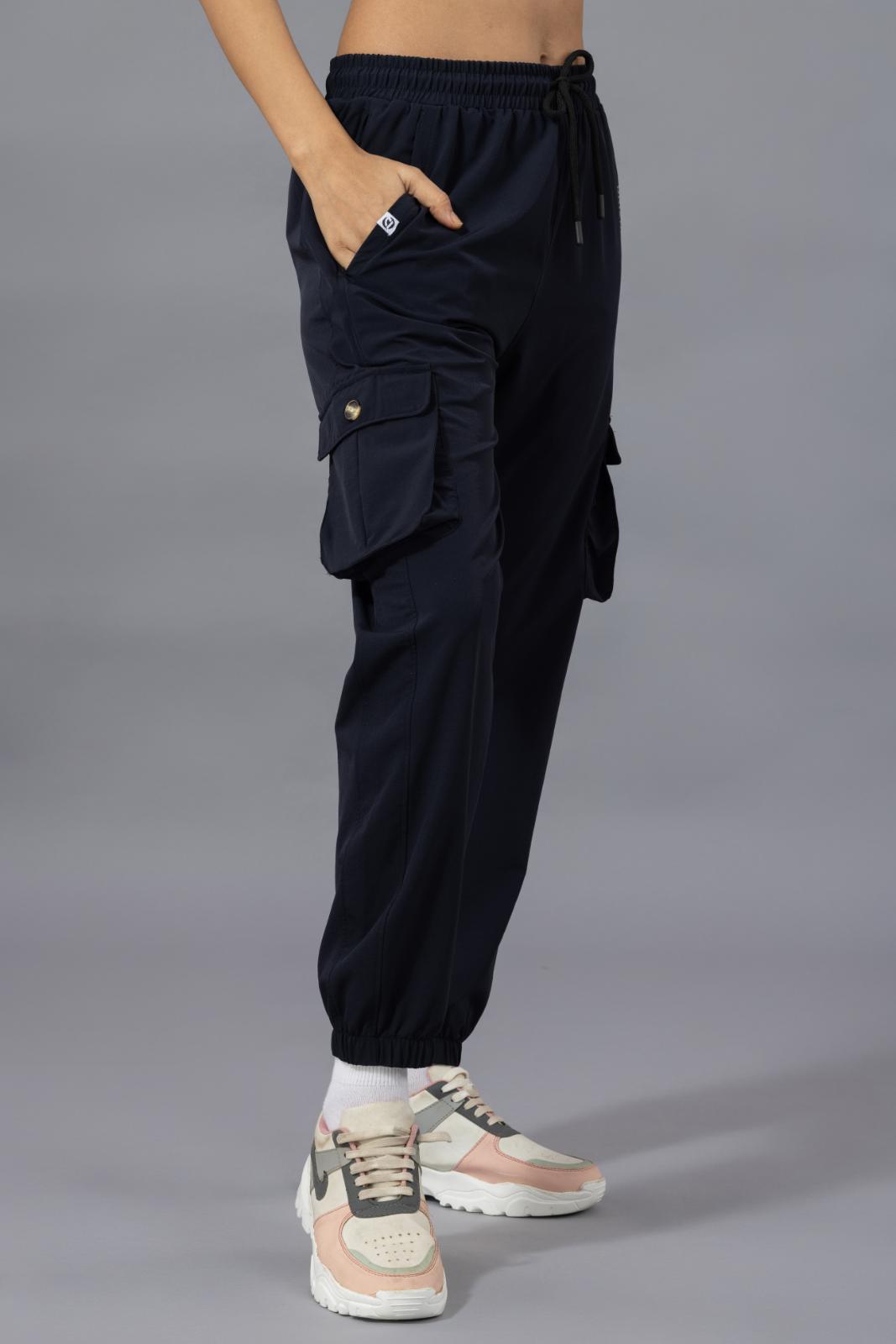 Women's Cargo Jogger – Nylon Terry Stretch Comfort - Navy Blue