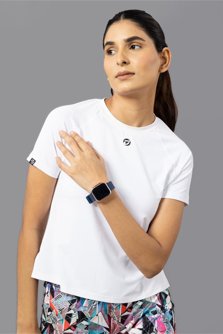 Women's Plain T-shirt – Four Way Lycra Comfort Fit - White