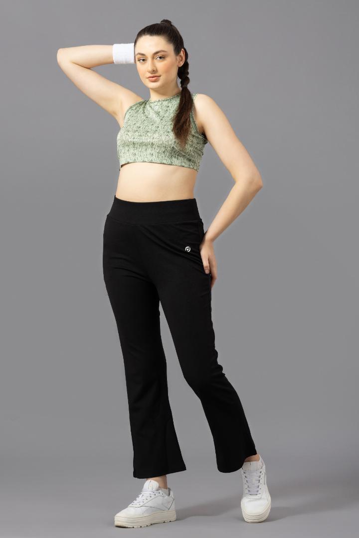 Women's Crop Top – Abstract Printed Polyester - Light green