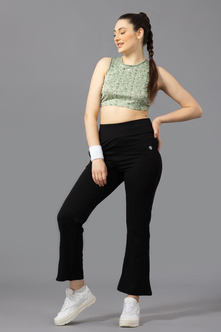 Women's Crop Top – Abstract Printed Polyester - Light green