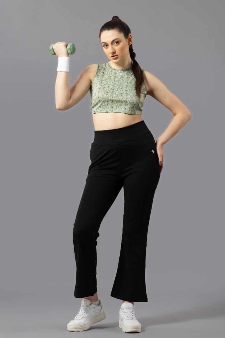 Women's Crop Top – Abstract Printed Polyester - Light green