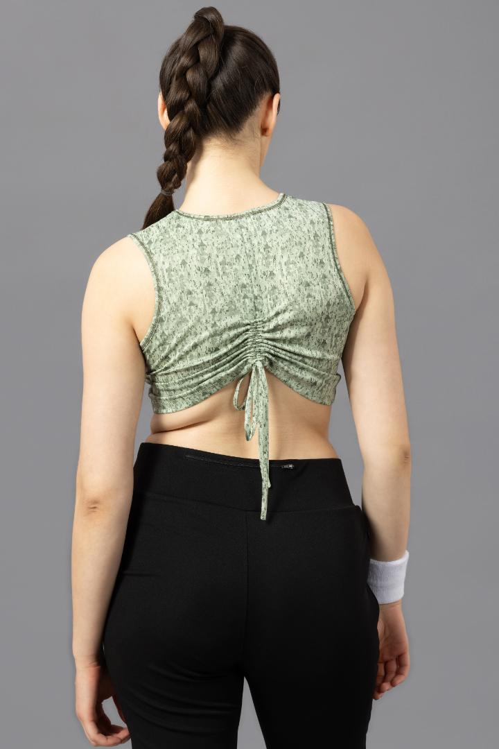 Women's Crop Top – Abstract Printed Polyester - Light green