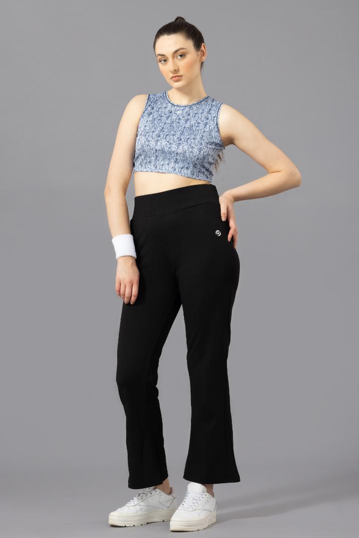 Women's Crop Top – Abstract Printed Polyester - Sky blue