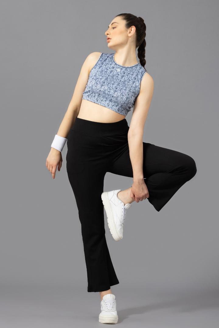 Women's Crop Top – Abstract Printed Polyester - Sky blue