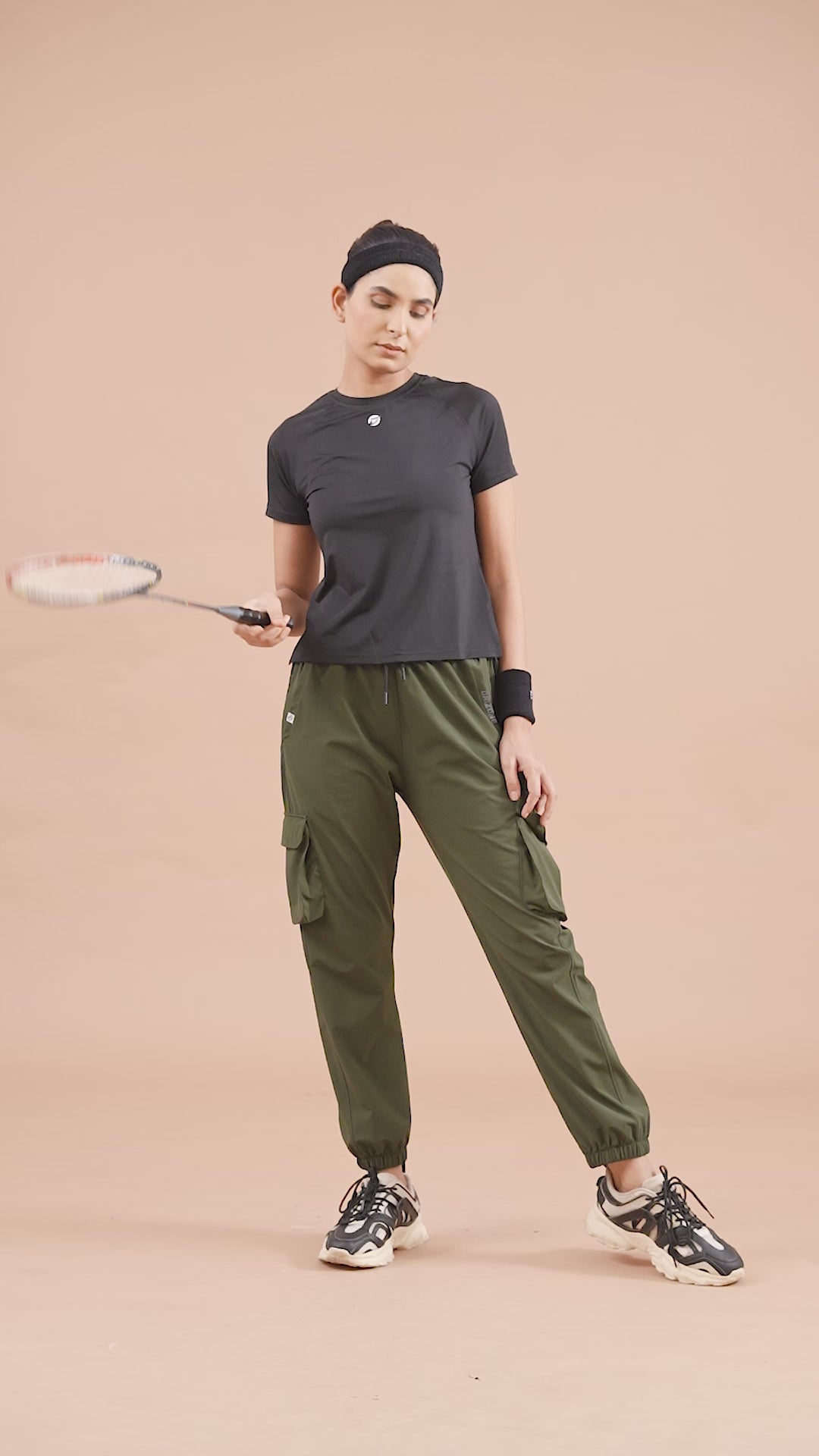 Women's Cargo Jogger – Nylon Terry Stretch Comfort - Dark Olive