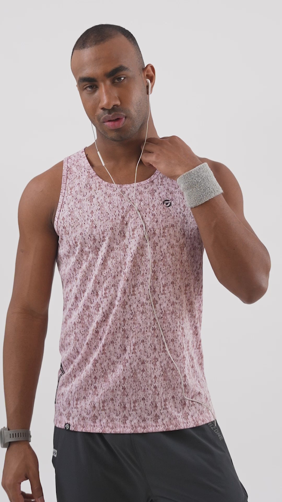 Drizone All-Over Printed Polyester Tank Top - Pink