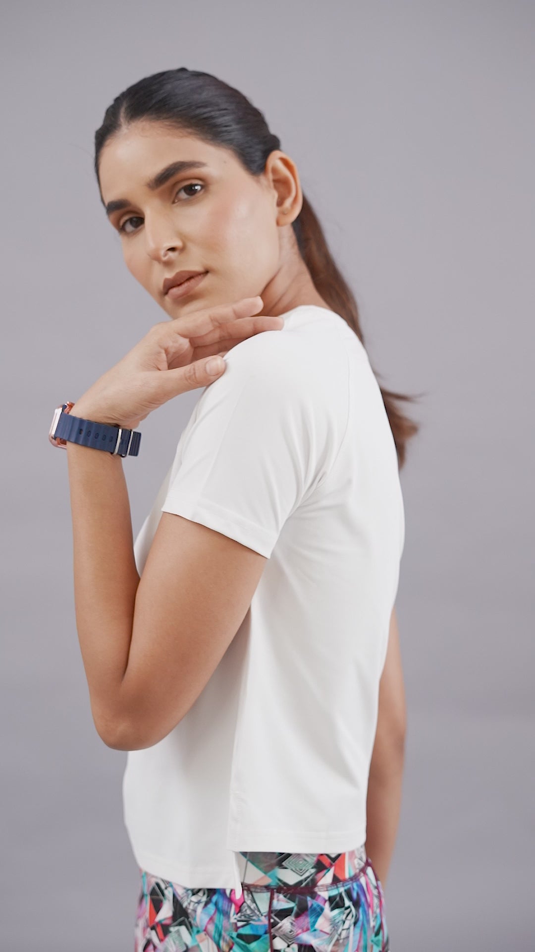 Women's Plain T-shirt – Four Way Lycra Comfort Fit - White