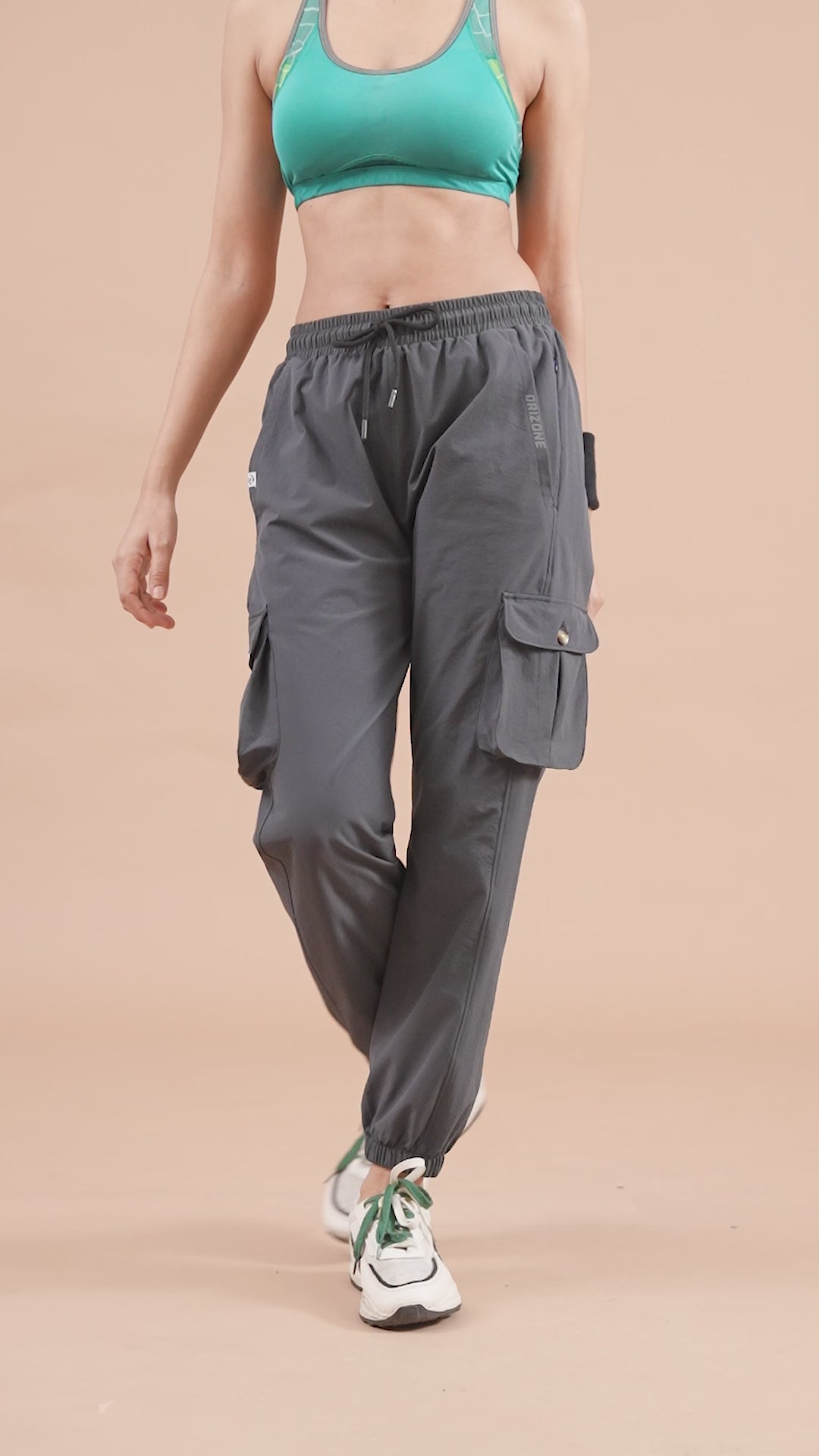 Women's Cargo Jogger – Nylon Terry Stretch Comfort - Dark Grey