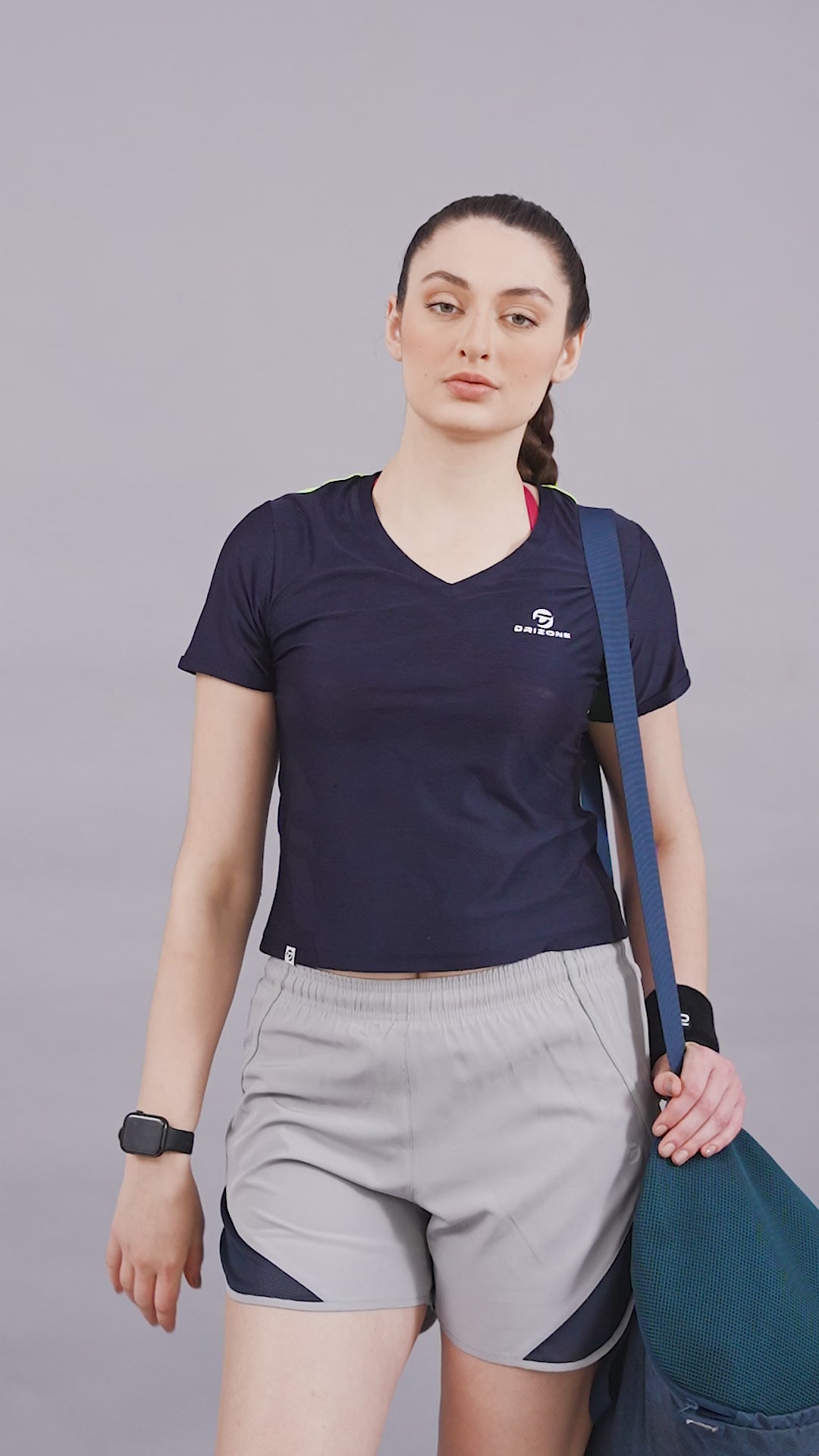 Women's Designer T-shirt – Self Jacquard Fabric - Navy Blue