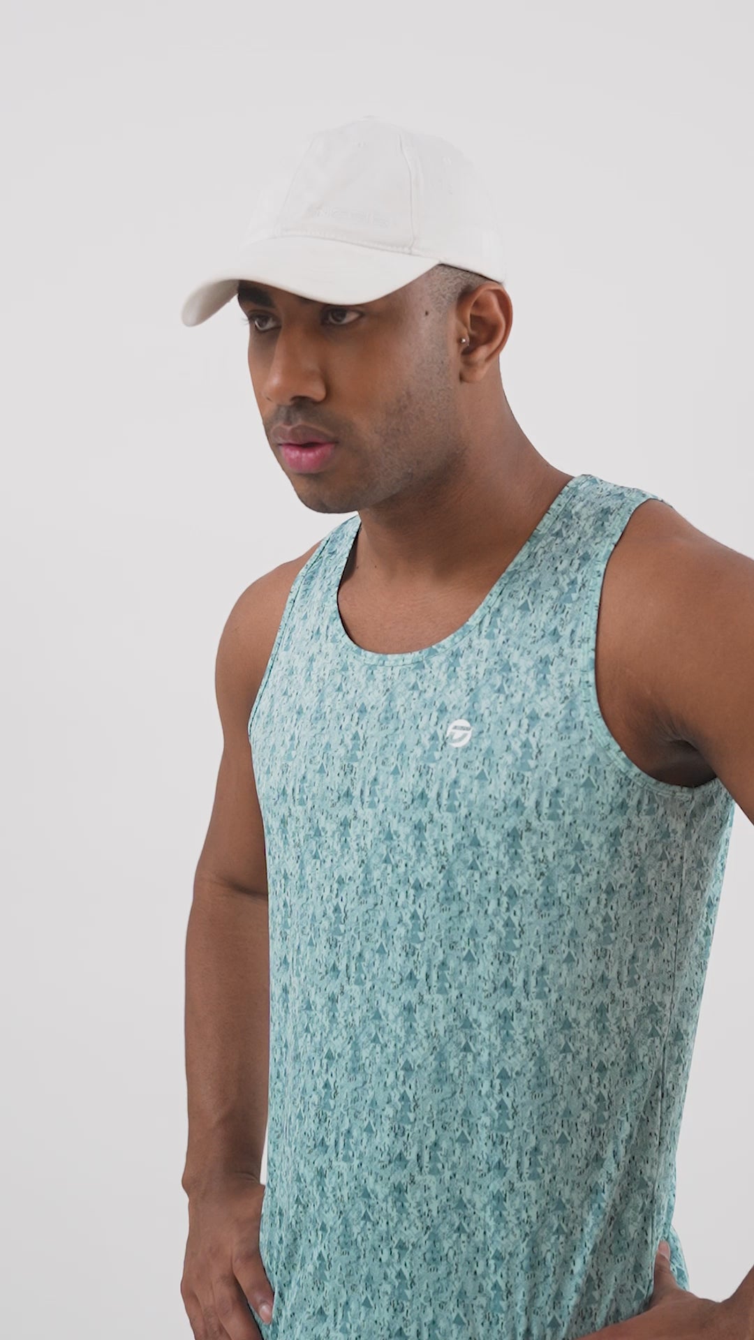 Drizone All-Over Printed Polyester Tank Top - Aqua Blue