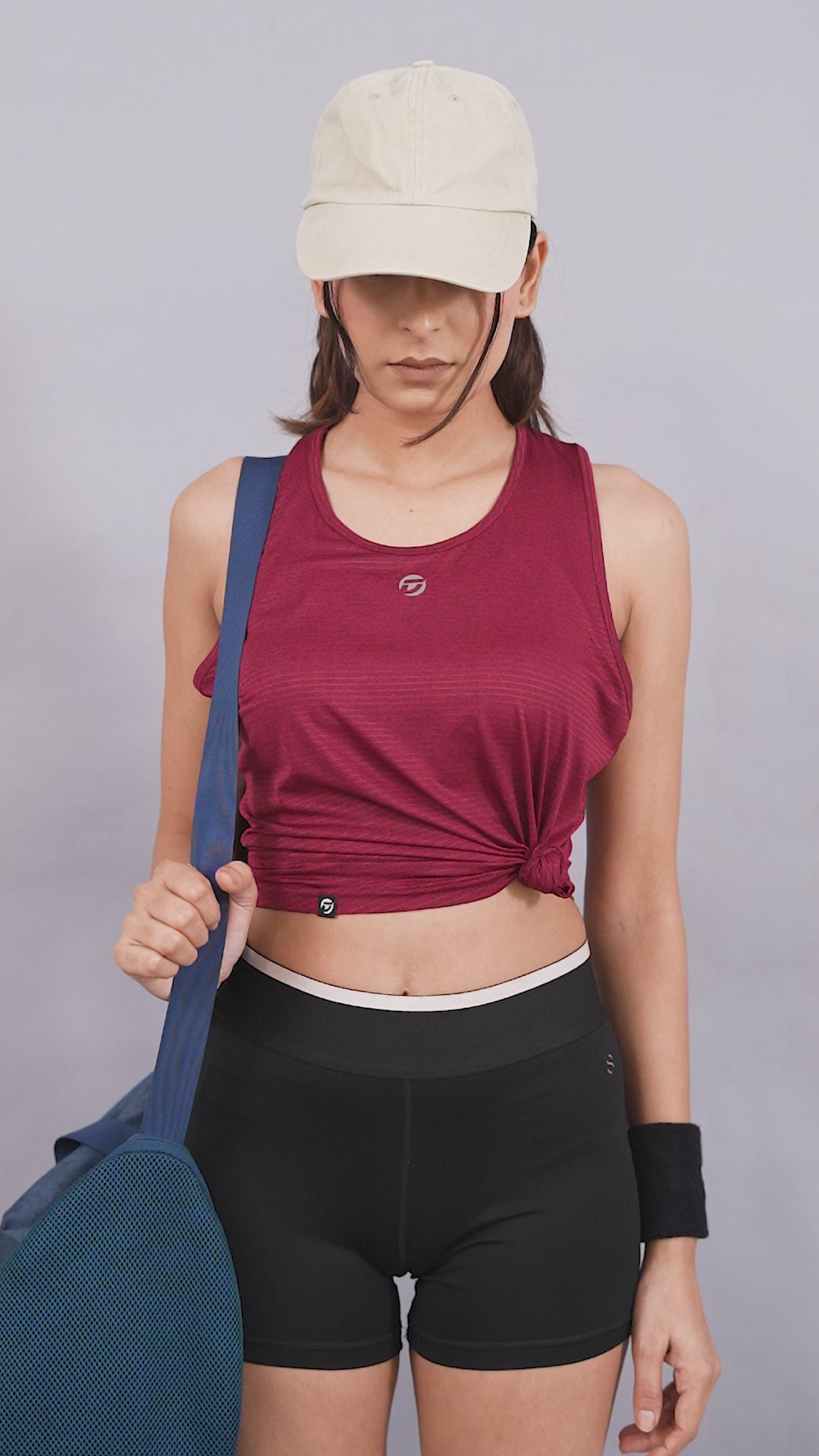 Women's Melange Striped Sleeveless Top – Red