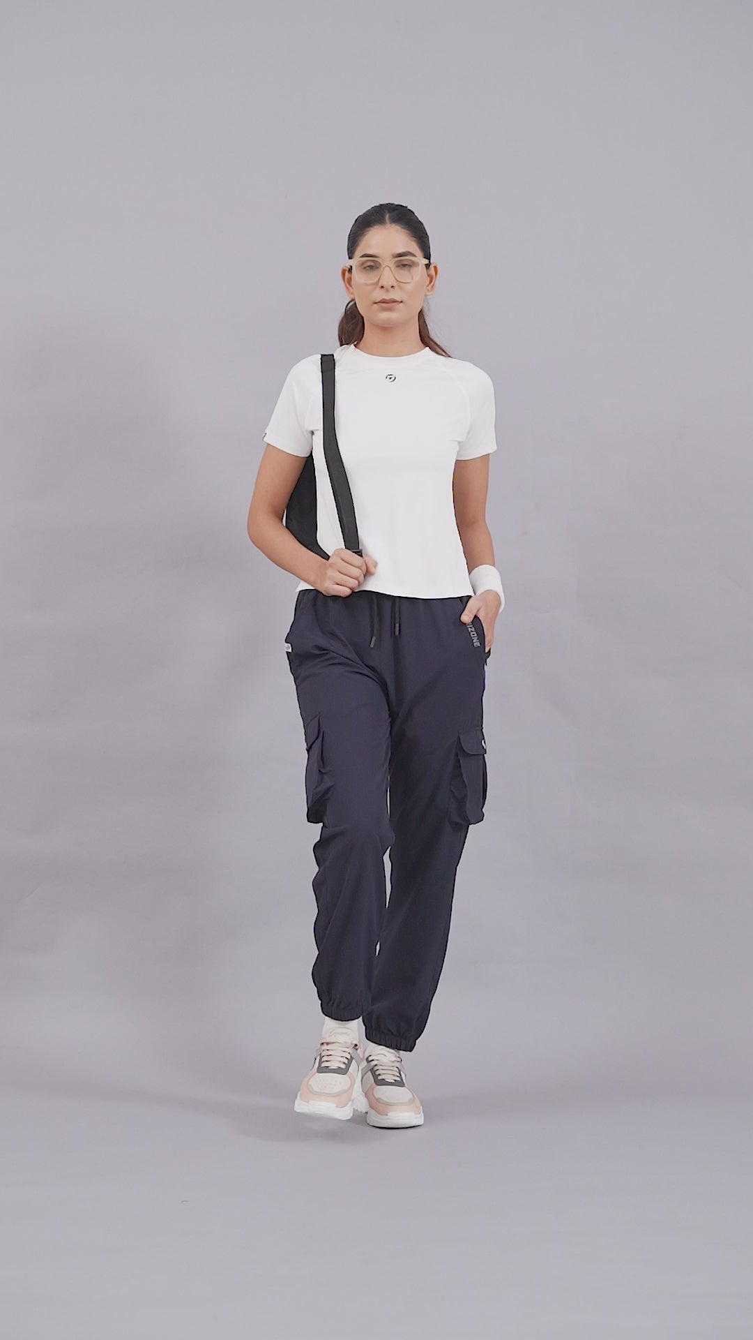 Women's Cargo Jogger – Nylon Terry Stretch Comfort - Navy Blue