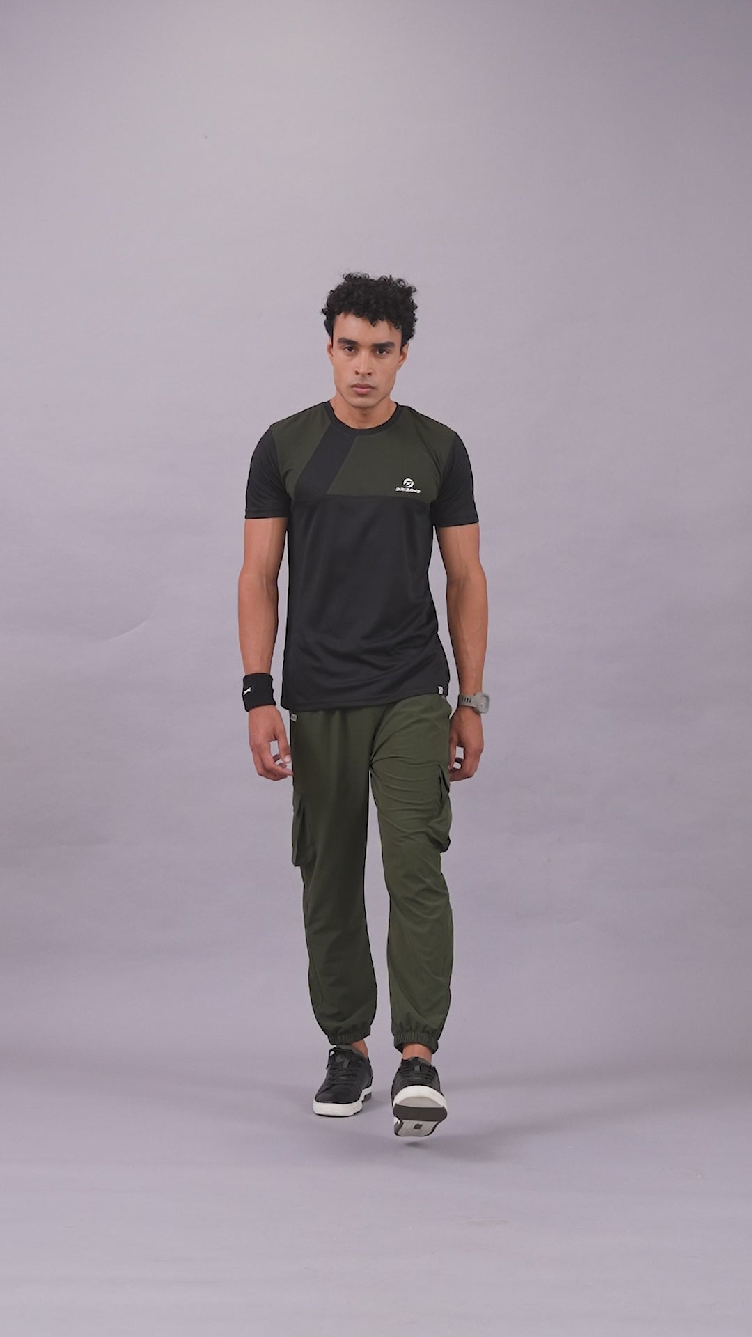 Drizone Dot Knit Round Neck Half Sleeve Panel T-Shirt for Men – Soft & Sporty - Black