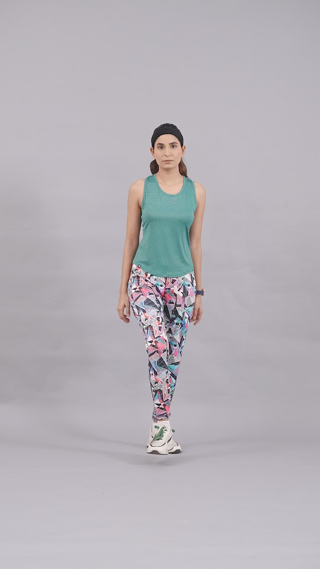 Women's Melange Striped Sleeveless Top – Teal Green