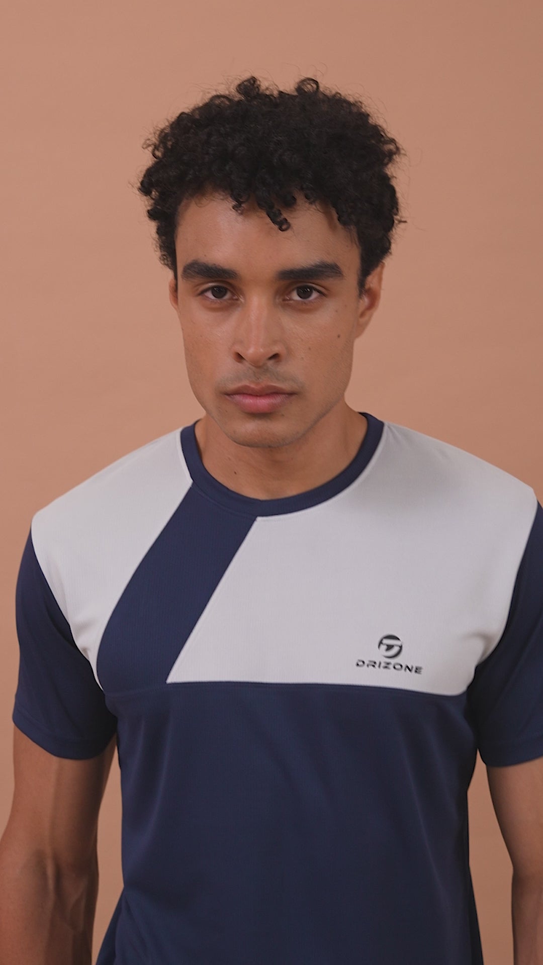 Drizone Dot Knit Round Neck Half Sleeve Panel T-Shirt for Men – Soft & Sporty - Navy Blue