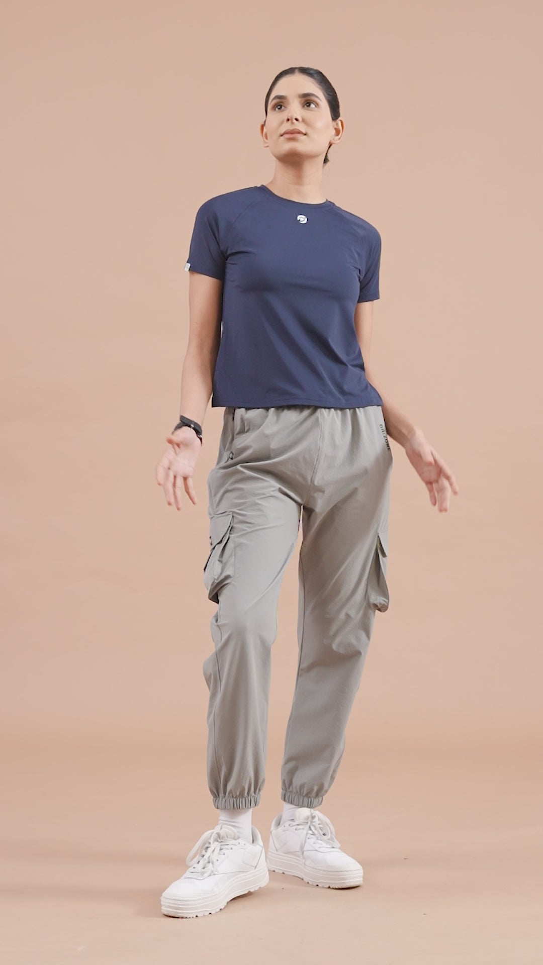 Women's Plain T-shirt – Four Way Lycra Comfort Fit - Navy Blue